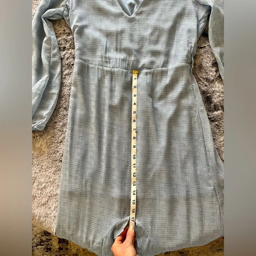 NWOT Light Blue Overlay Sheer Dress, by NSR, Hi low, Sheer Long sleeves, Medium - Picture 7 of 15